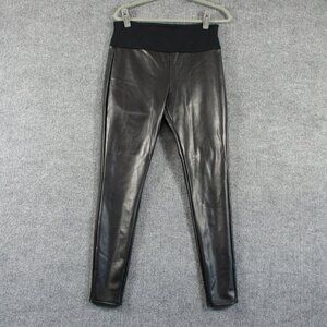 Assets Spanx Pants Women XL Black Faux Leather Legging Shape Wear Fit 30x29